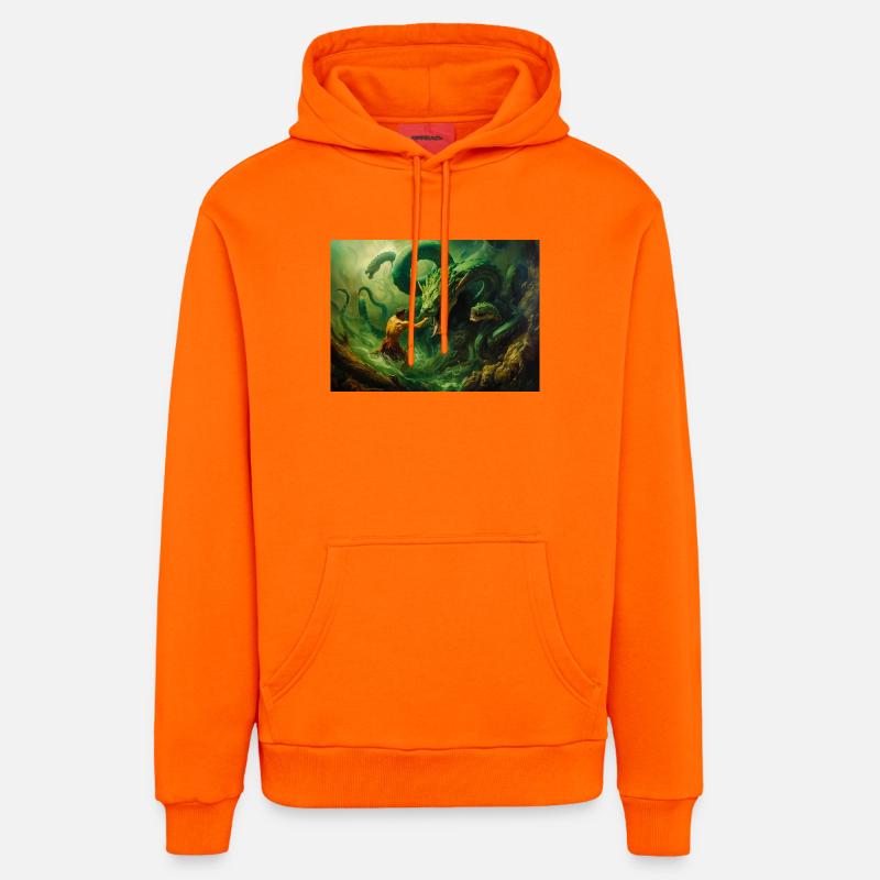 Héraclès combat l’Hydre de Lerne - Sweat à capuche bio décontracté fabriqué en UE - SUNSET ORANGE