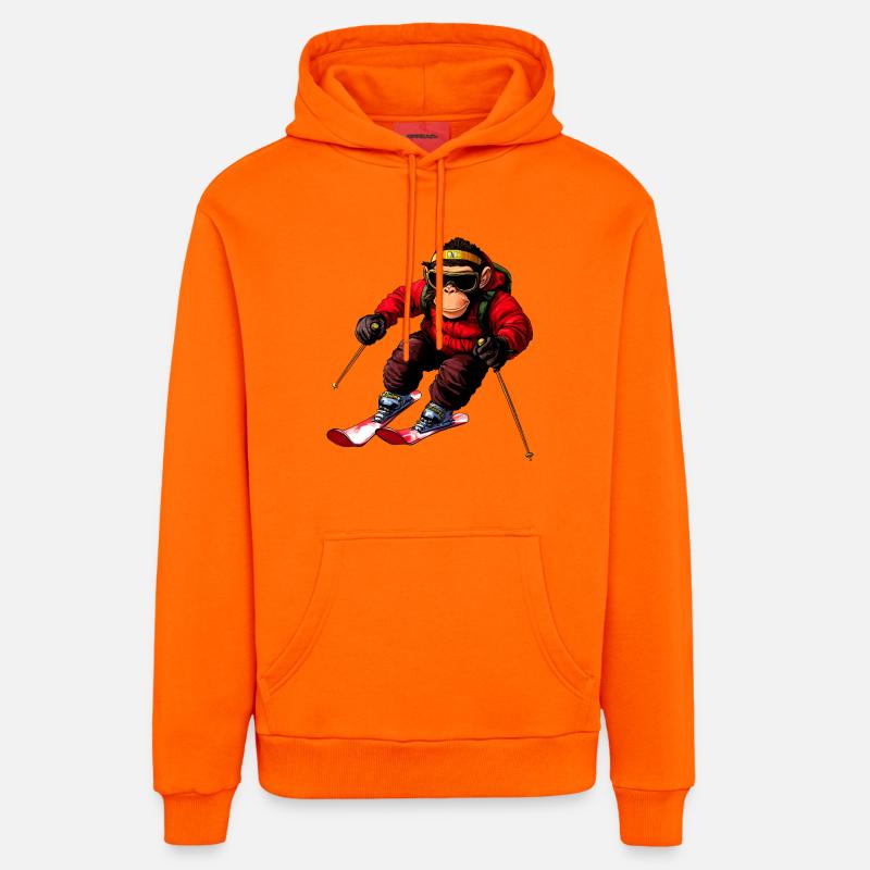 Ski de singe - Sweat à capuche bio décontracté fabriqué en UE - SUNSET ORANGE