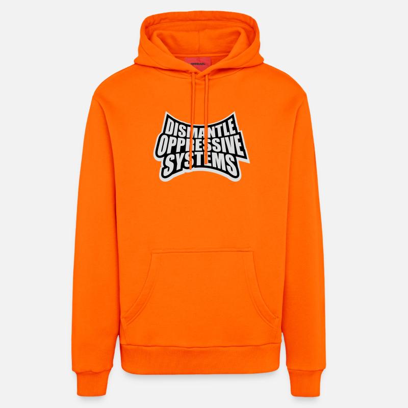Dismantle Oppressive Systems Aktivismus Statement - Organic Relaxed Hoodie Made in EU - SUNSET ORANGE