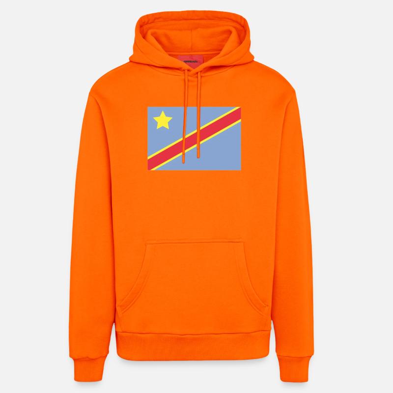 Drapeau du Congo - Sweat à capuche bio décontracté fabriqué en UE - SUNSET ORANGE