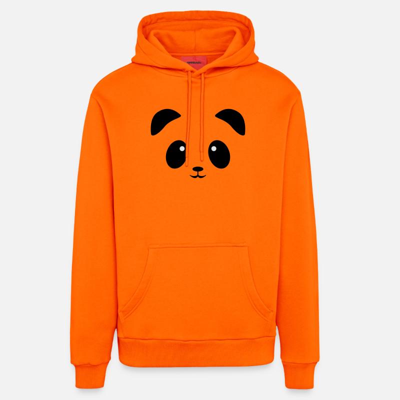 Visage de panda - Sweat à capuche bio décontracté fabriqué en UE - SUNSET ORANGE