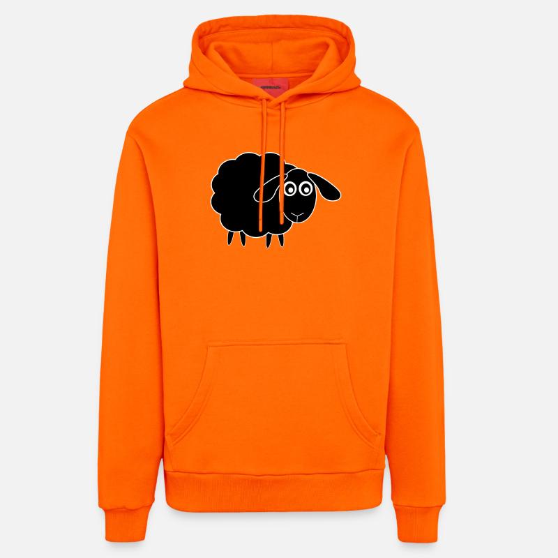 mouton mouton noir - Sweat à capuche bio décontracté fabriqué en UE - SUNSET ORANGE