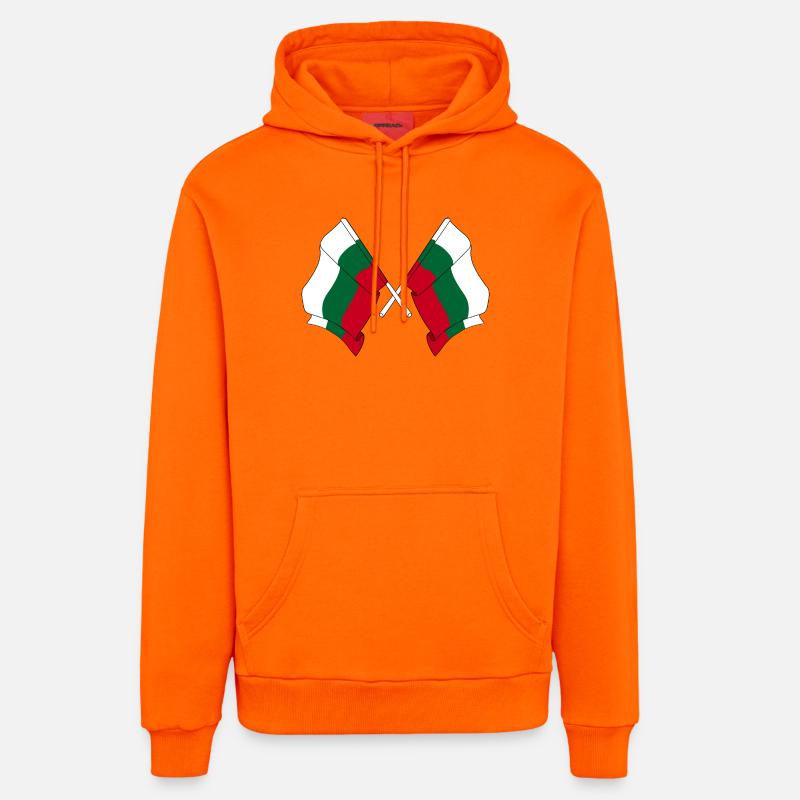 Deux drapeaux Bulgarie - Sweat à capuche bio décontracté fabriqué en UE - SUNSET ORANGE