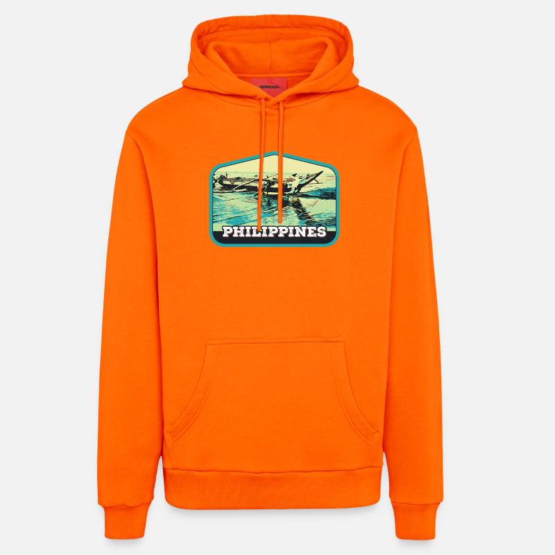Pêche authentique aux Philippines - Sweat à capuche bio décontracté fabriqué en UE - SUNSET ORANGE
