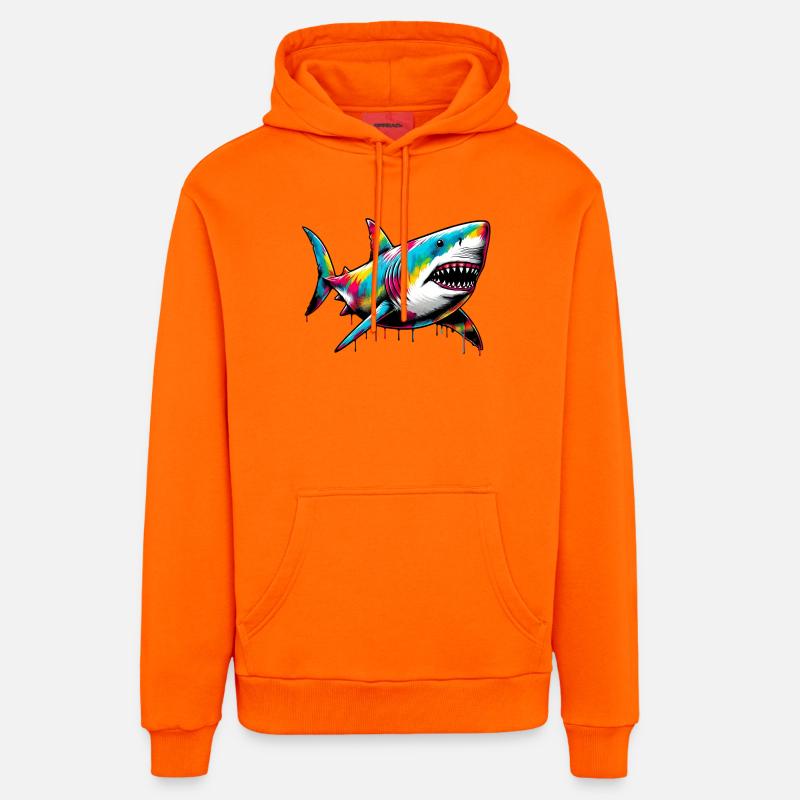Requin - Sweat à capuche bio décontracté fabriqué en UE - SUNSET ORANGE