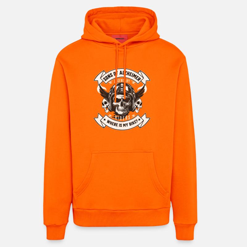 Fils d’Alzheimer | Où est mon vélo ? - Sweat à capuche bio décontracté fabriqué en UE - SUNSET ORANGE