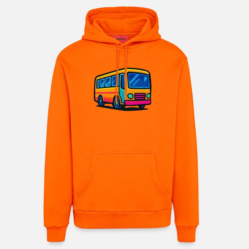 Illustration de bus de comics - Sweat à capuche bio décontracté fabriqué en UE - SUNSET ORANGE