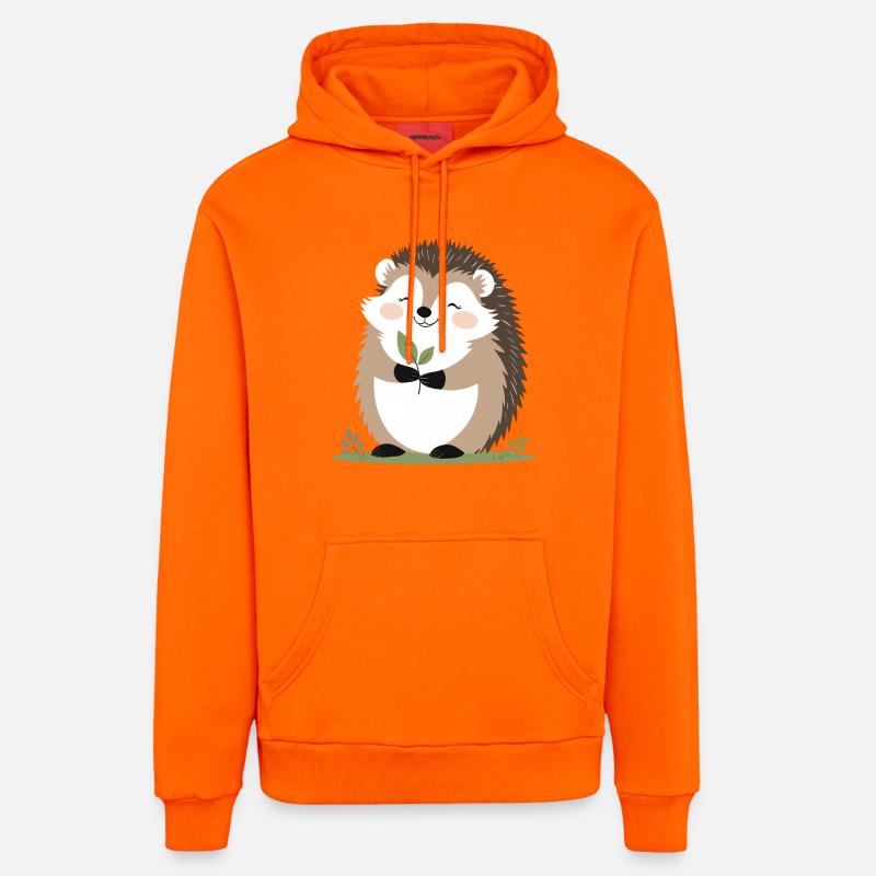 Un joli hérisson avec une feuille - Sweat à capuche bio décontracté fabriqué en UE - SUNSET ORANGE