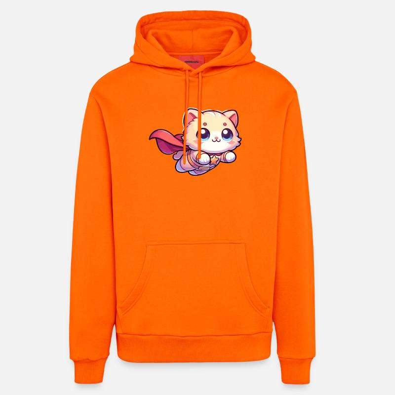 Super-héros Chat Chaton Héros Chaton - Sweat à capuche bio décontracté fabriqué en UE - SUNSET ORANGE