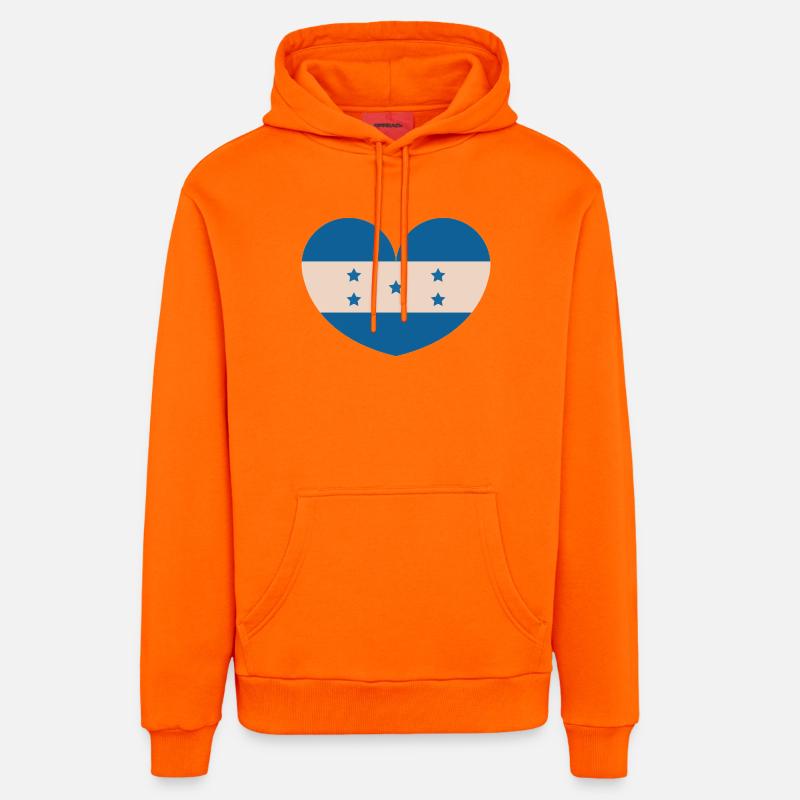 Drapeau du cœur du Honduras - Sweat à capuche bio décontracté fabriqué en UE - SUNSET ORANGE