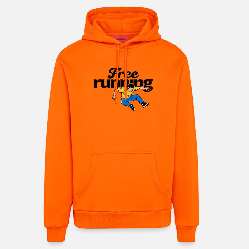 Parkour en course libre - Sweat à capuche bio décontracté fabriqué en UE - SUNSET ORANGE