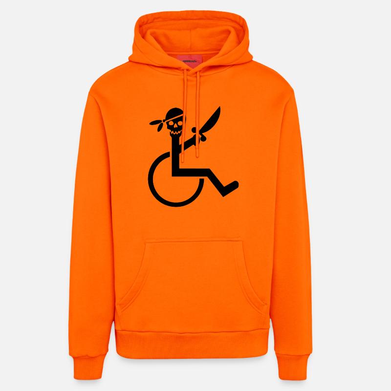 Pirate en fauteuil roulant # - Sweat à capuche bio décontracté fabriqué en UE - SUNSET ORANGE
