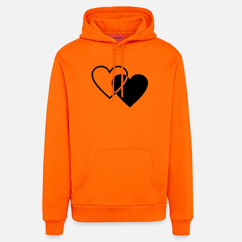 Deux cœurs - Sweat à capuche bio décontracté fabriqué en UE - SUNSET ORANGE