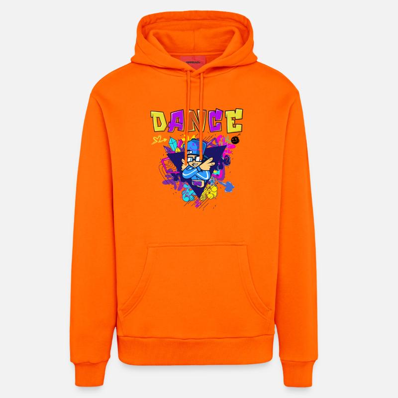 Design imprimé vibrant de style breakdance - Sweat à capuche bio décontracté fabriqué en UE - SUNSET ORANGE