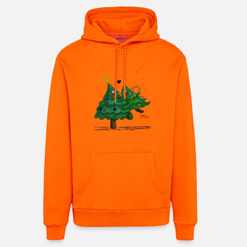 De jolis sapins de Noël - Sweat à capuche bio décontracté fabriqué en UE - SUNSET ORANGE