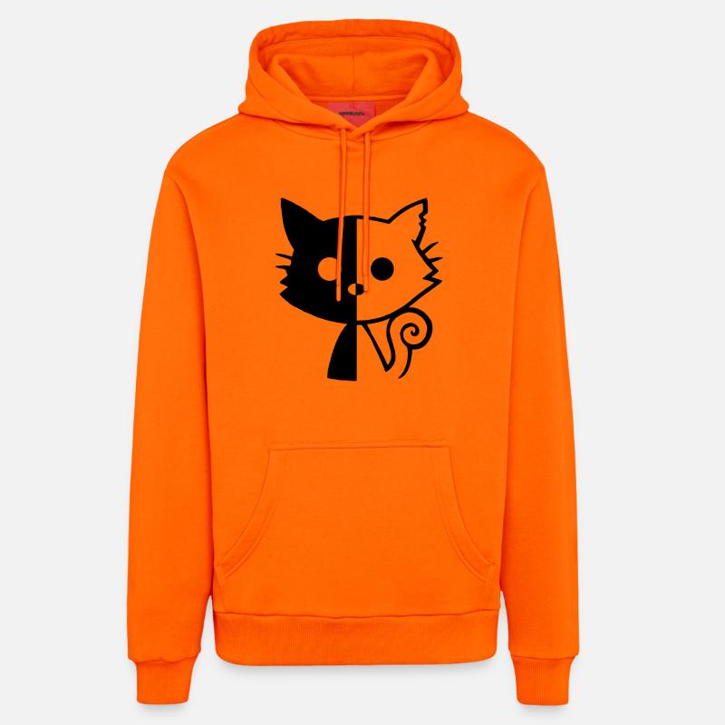 Chaton noir yin et yang - Sweat à capuche bio décontracté fabriqué en UE - SUNSET ORANGE