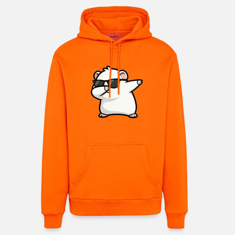 Tamponnement du blanc de cochon d’Inde - Sweat à capuche bio décontracté fabriqué en UE - SUNSET ORANGE