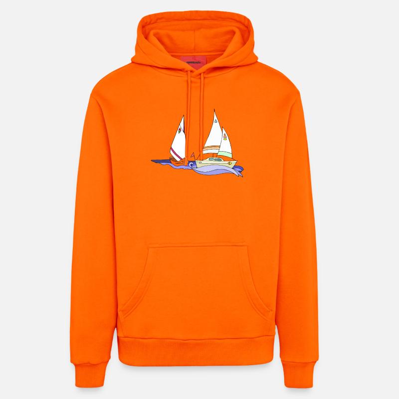 Voiliers - Sweat à capuche bio décontracté fabriqué en UE - SUNSET ORANGE