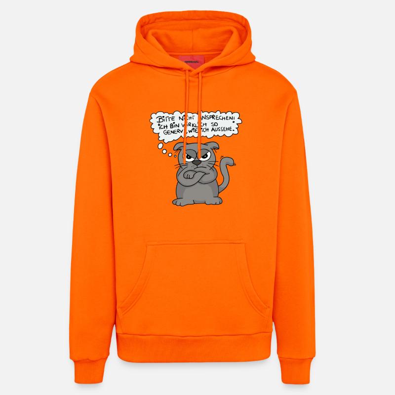 Chat agacé - Ne parle pas ! - Sweat à capuche bio décontracté fabriqué en UE - SUNSET ORANGE