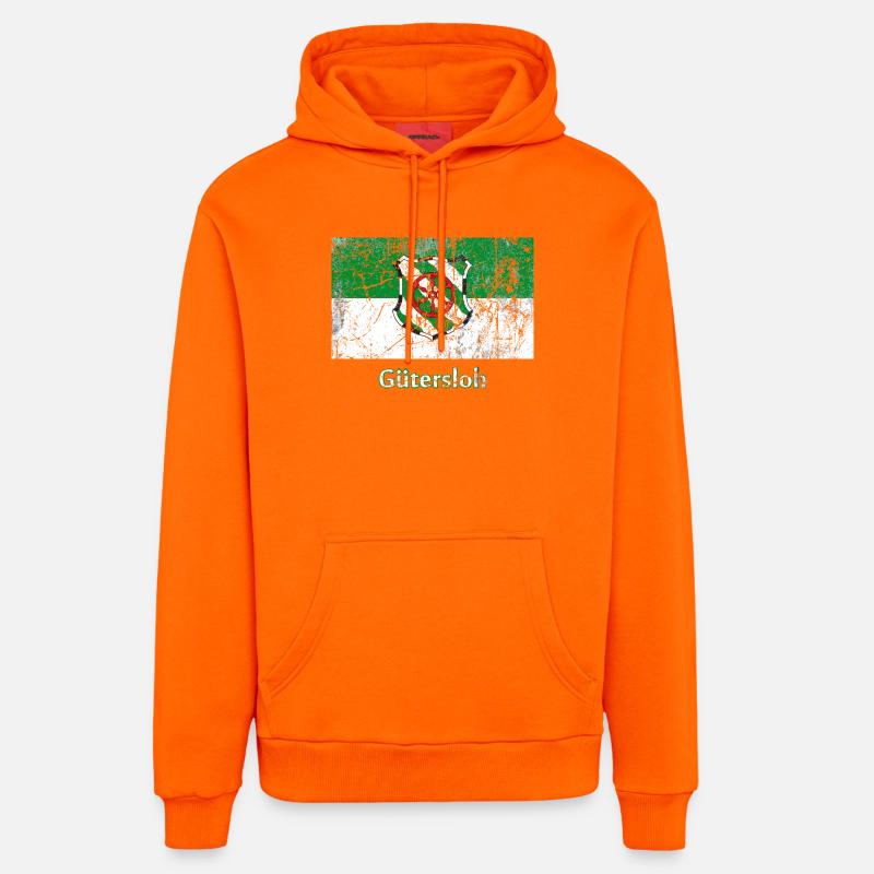 drapeau Guetersloh Stadtfahne ville drapeau drapeau - Sweat à capuche bio décontracté fabriqué en UE - SUNSET ORANGE