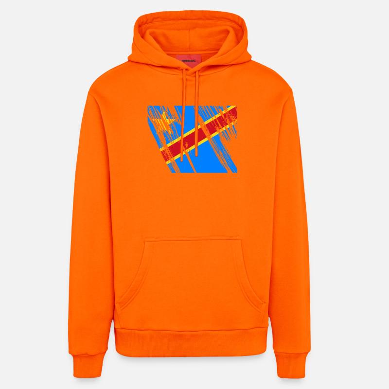 Drapeau du Congo - Sweat à capuche bio décontracté fabriqué en UE - SUNSET ORANGE