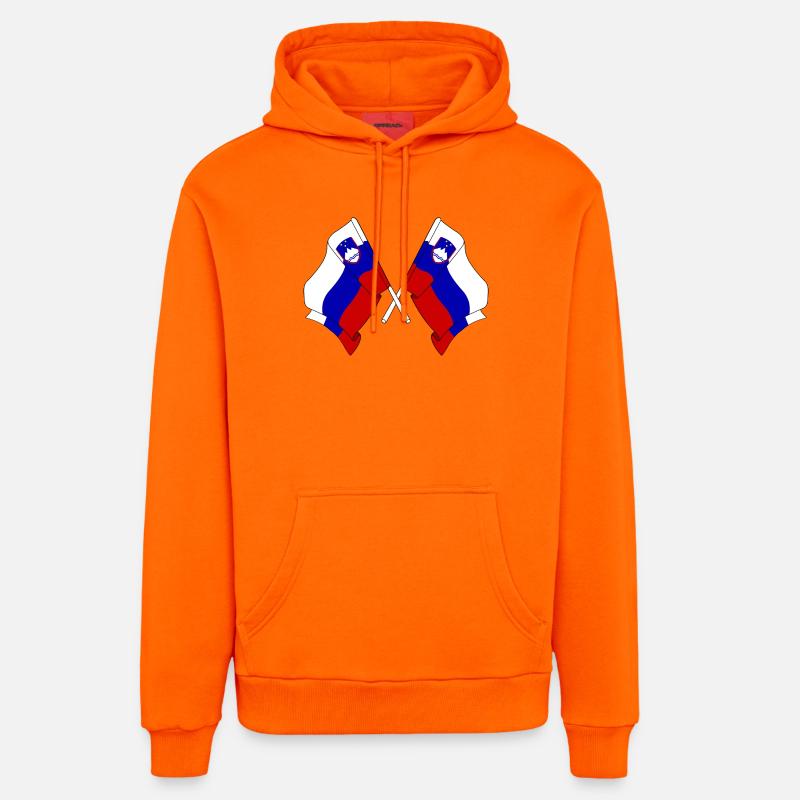 Deux drapeaux Slovénie - Sweat à capuche bio décontracté fabriqué en UE - SUNSET ORANGE