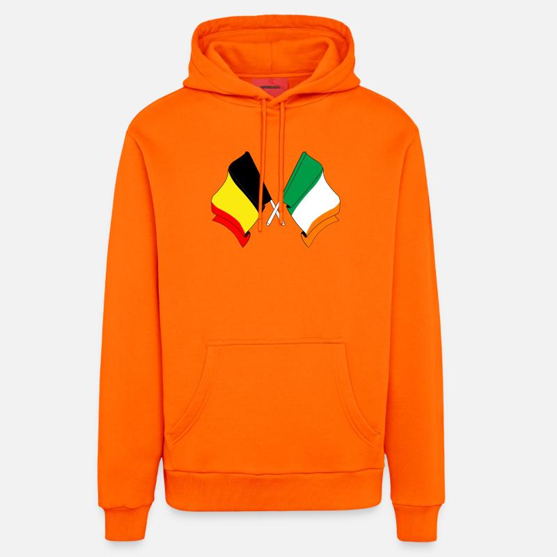 Drapeau Belgique, drapeau Irlande - Sweat à capuche bio décontracté fabriqué en UE - SUNSET ORANGE