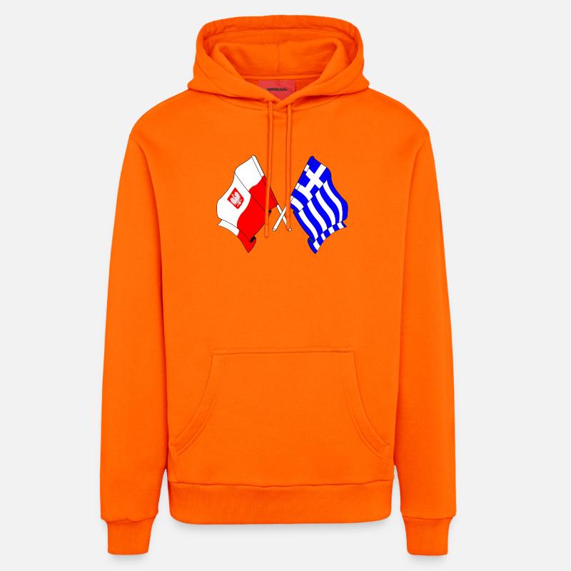 Drapeau Pologne, drapeau Grèce - Sweat à capuche bio décontracté fabriqué en UE - SUNSET ORANGE