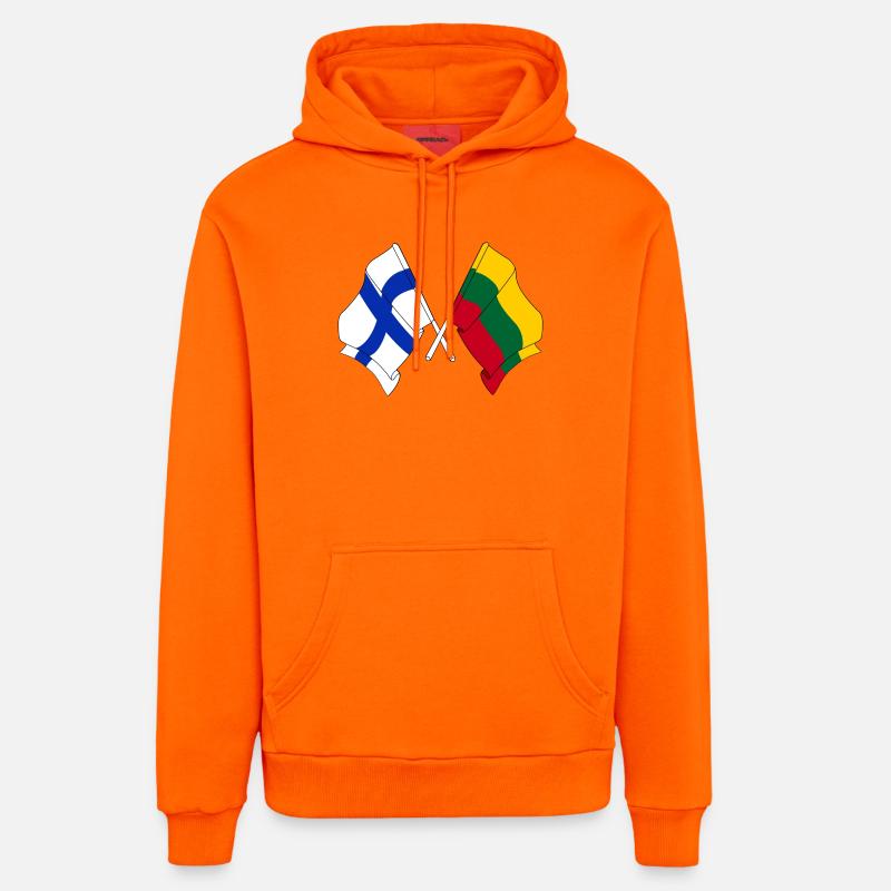 Drapeau Finlande, Drapeau Lituanie - Sweat à capuche bio décontracté fabriqué en UE - SUNSET ORANGE