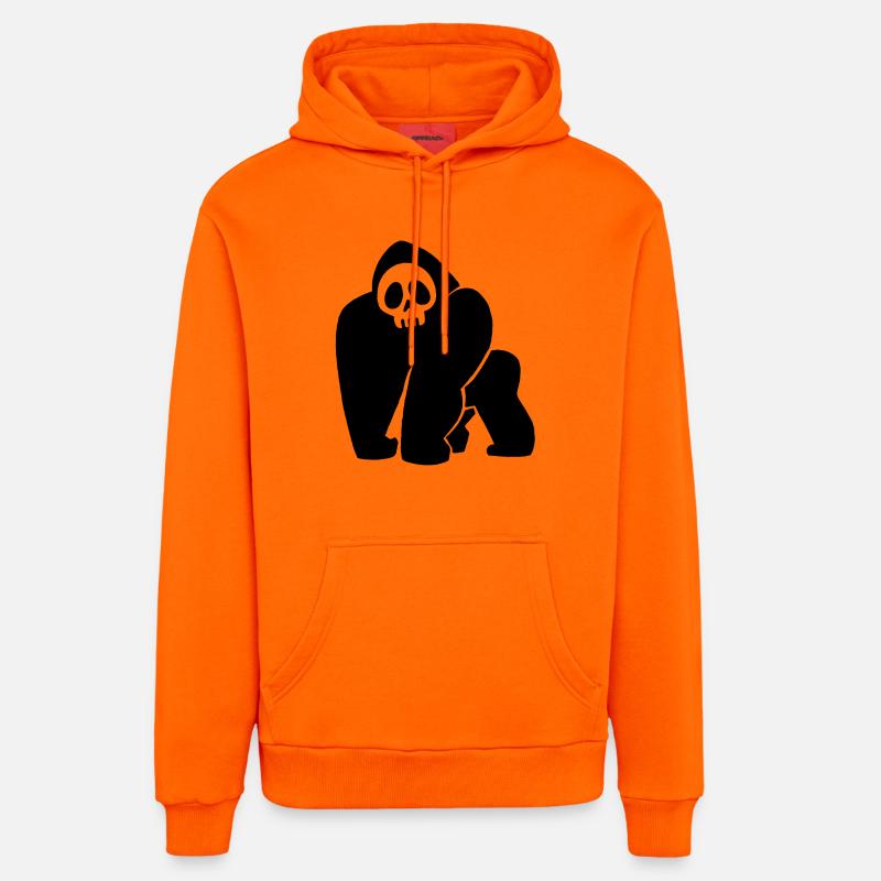 Crâne de gorille noir - Sweat à capuche bio décontracté fabriqué en UE - SUNSET ORANGE