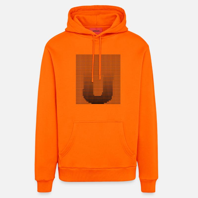 U, la lettre U - Sweat à capuche bio décontracté fabriqué en UE - SUNSET ORANGE