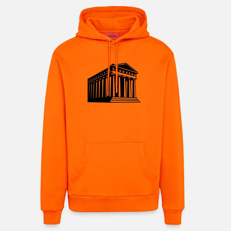 Construire la Grèce - Sweat à capuche bio décontracté fabriqué en UE - SUNSET ORANGE