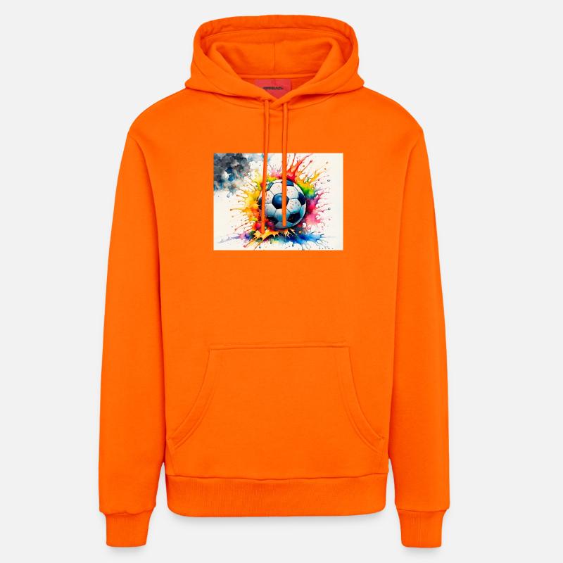 Ballon de football aquarelle explosif - Sweat à capuche bio décontracté fabriqué en UE - SUNSET ORANGE