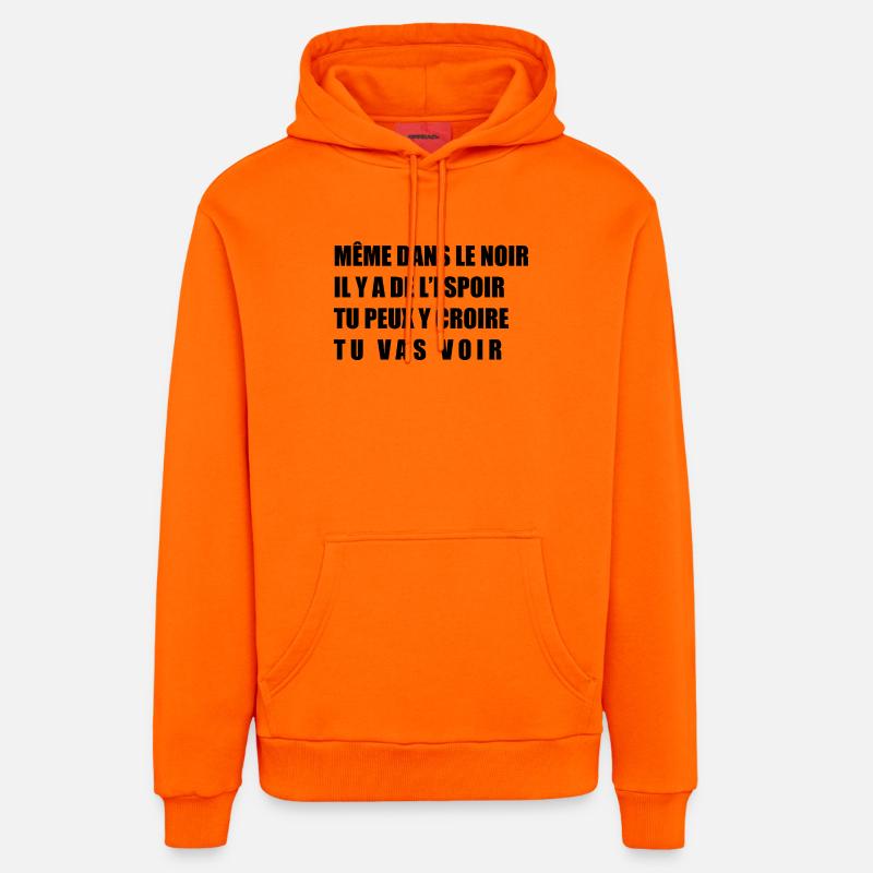 Meme dans le noir - Sweat à capuche bio décontracté fabriqué en UE - SUNSET ORANGE