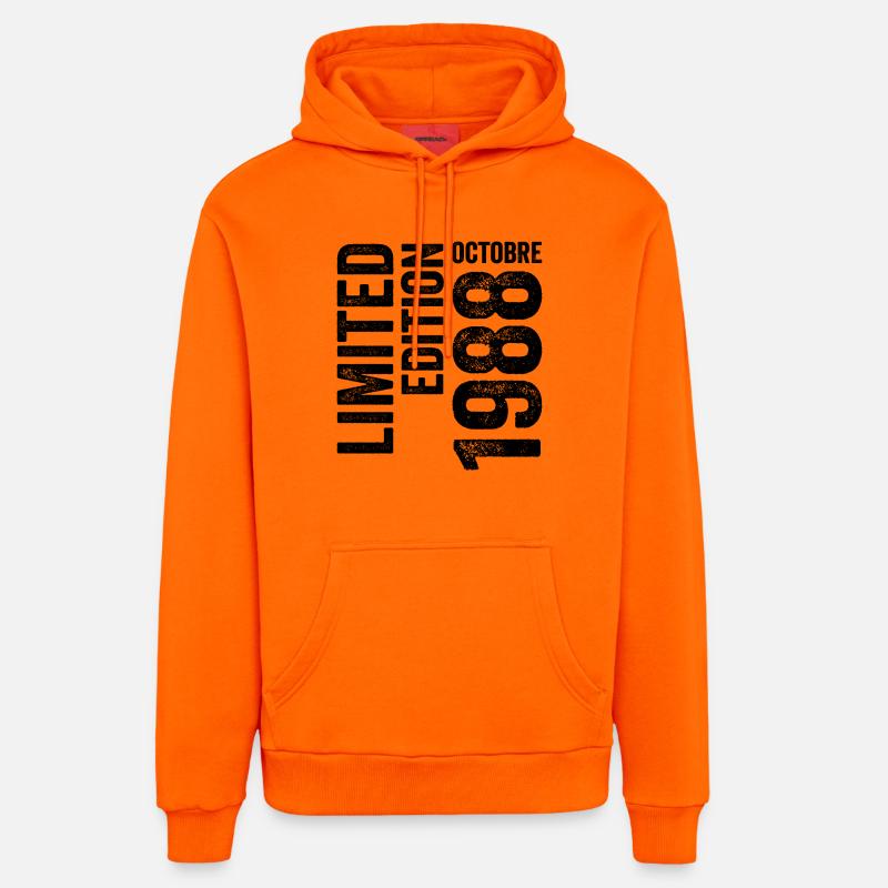 1988 - Sweat à capuche bio décontracté fabriqué en UE - SUNSET ORANGE