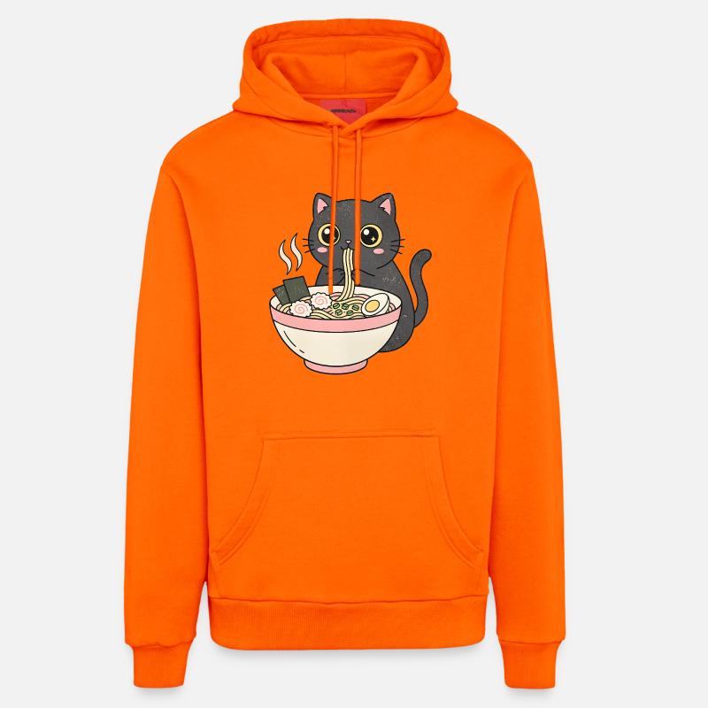 Chat ramen mignon, chat câlin - Sweat à capuche bio décontracté fabriqué en UE - SUNSET ORANGE