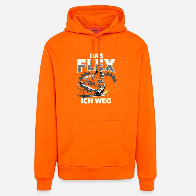 Cadeau drôle de meule Welder Flex - Sweat à capuche bio décontracté fabriqué en UE - SUNSET ORANGE