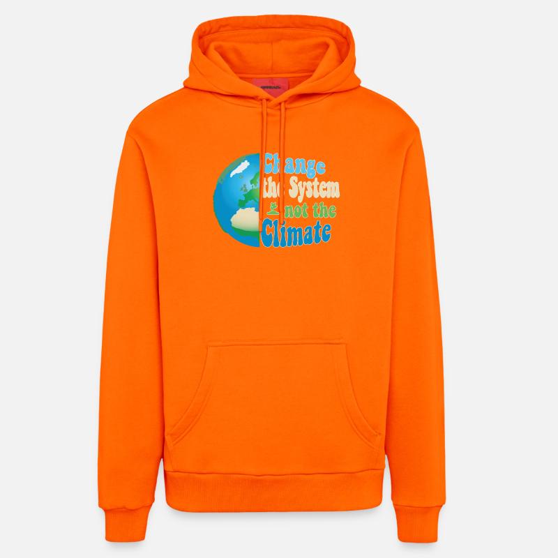 Changer le système, pas le climat - Sweat à capuche bio décontracté fabriqué en UE - SUNSET ORANGE