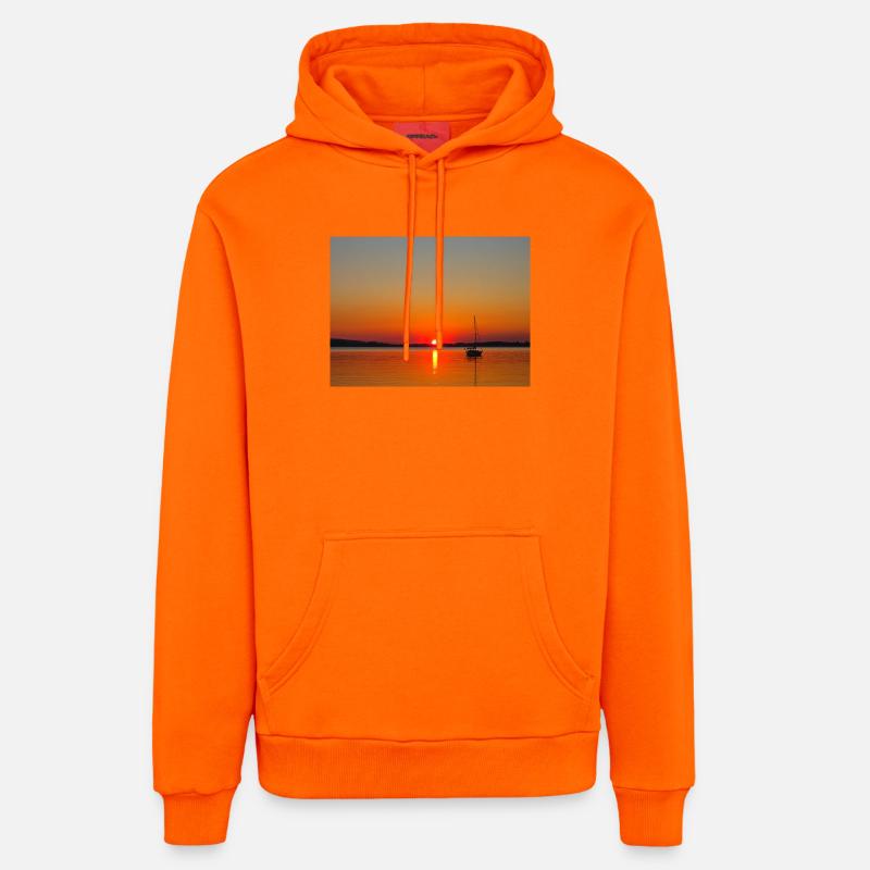Mer de Bavière - Sweat à capuche bio décontracté fabriqué en UE - SUNSET ORANGE