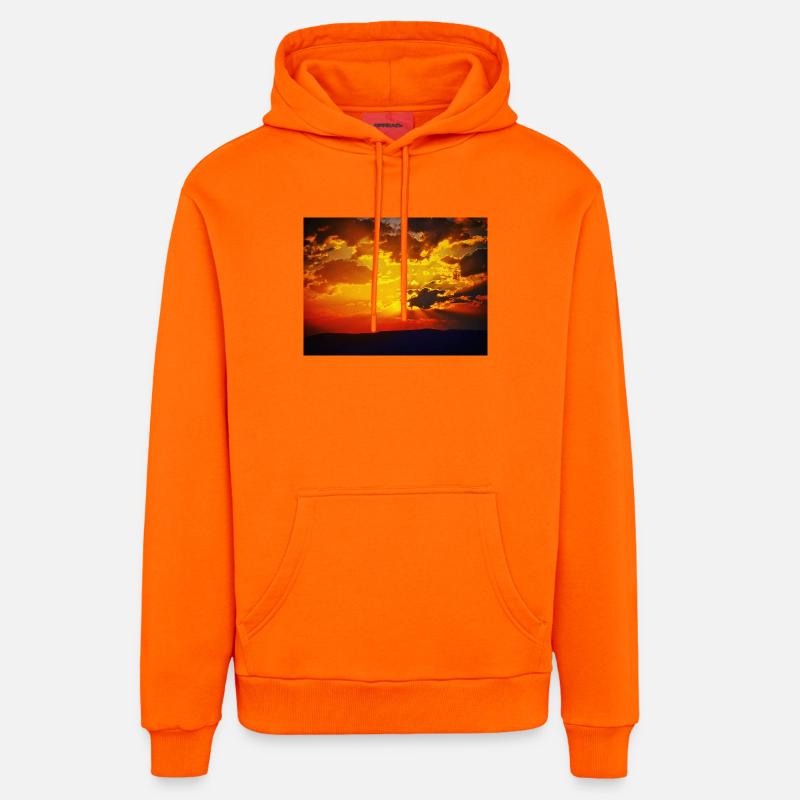 Sunset Fire Rays - Organic Relaxed Hoodie Made in EU - SUNSET ORANGE