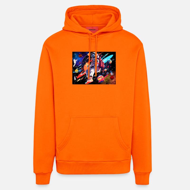 L’astronaute et l’espace - Sweat à capuche bio décontracté fabriqué en UE - SUNSET ORANGE