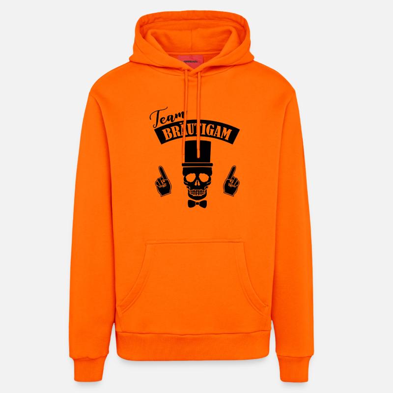 Crâne de l’équipe du marié - Sweat à capuche bio décontracté fabriqué en UE - SUNSET ORANGE
