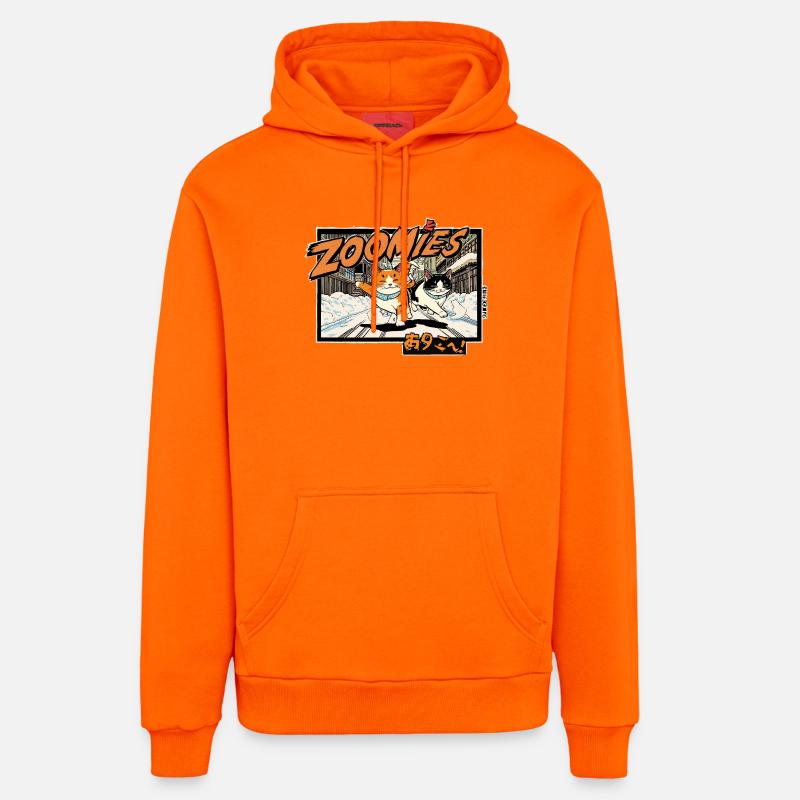Anime Chats dans la neige - Sweat à capuche bio décontracté fabriqué en UE - SUNSET ORANGE