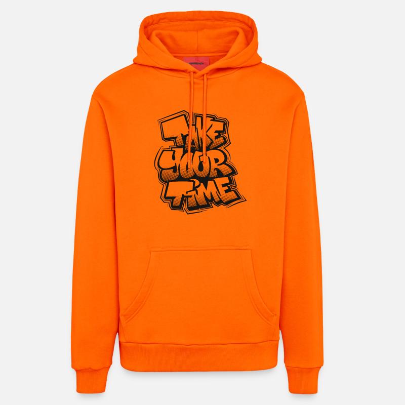 Prends ton temps, graffiti - Sweat à capuche bio décontracté fabriqué en UE - SUNSET ORANGE