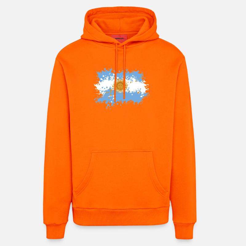 Éclaboussure du drapeau argentin - Sweat à capuche bio décontracté fabriqué en UE - SUNSET ORANGE