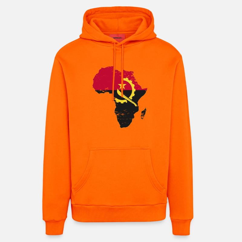 Drapeau de l’Angola Afrique - Sweat à capuche bio décontracté fabriqué en UE - SUNSET ORANGE