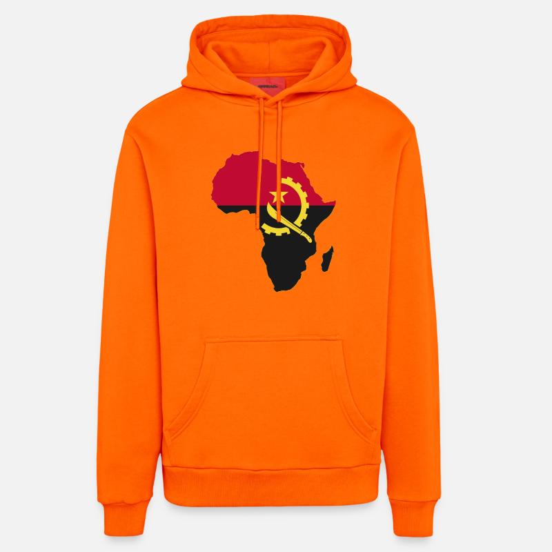 Drapeau angolais : Afrique utilisée - Sweat à capuche bio décontracté fabriqué en UE - SUNSET ORANGE
