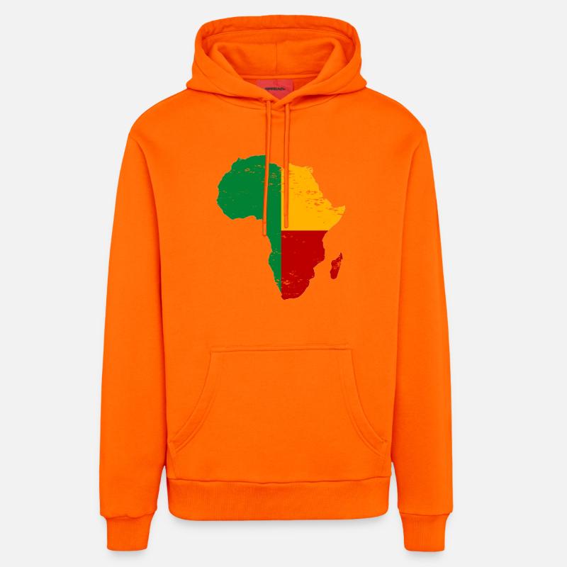 Drapeau du Bénin Afrique utilisé - Sweat à capuche bio décontracté fabriqué en UE - SUNSET ORANGE