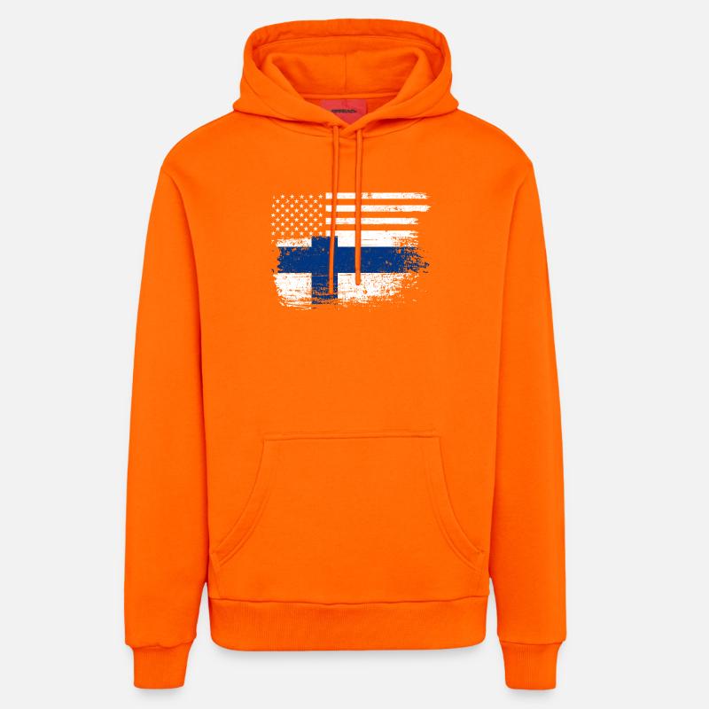 Drapeau américain de la Finlande - Sweat à capuche bio décontracté fabriqué en UE - SUNSET ORANGE