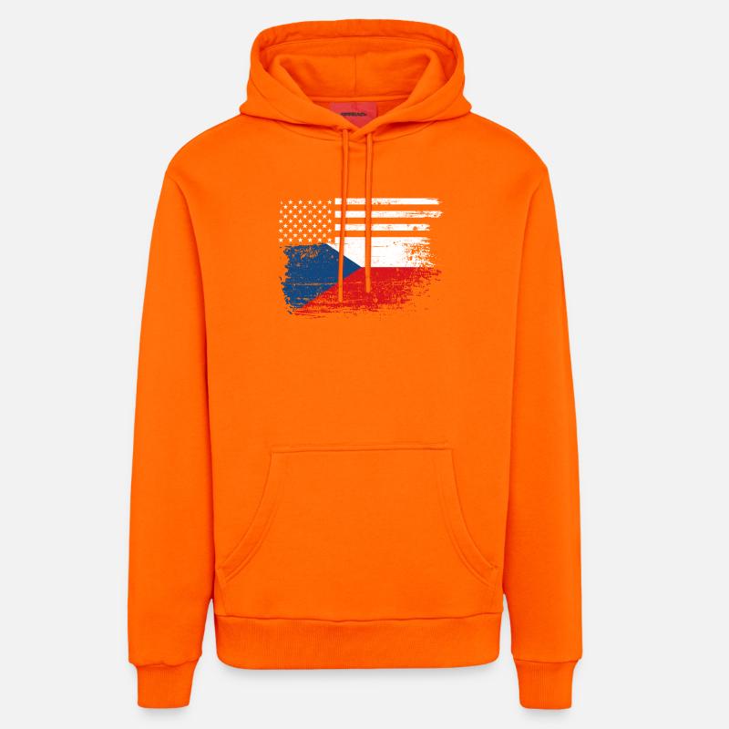 Drapeau Fusion US Tchèque - Sweat à capuche bio décontracté fabriqué en UE - SUNSET ORANGE